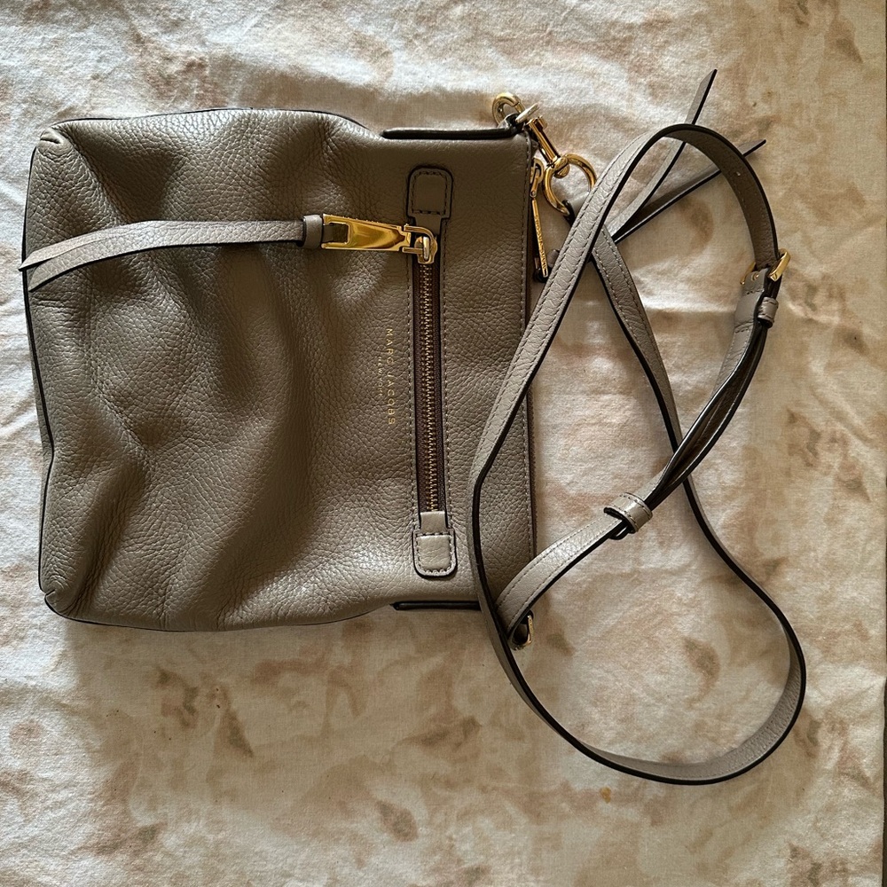 Marc Jacobs Pebbled Taupe Crossbody with Gold Hardware